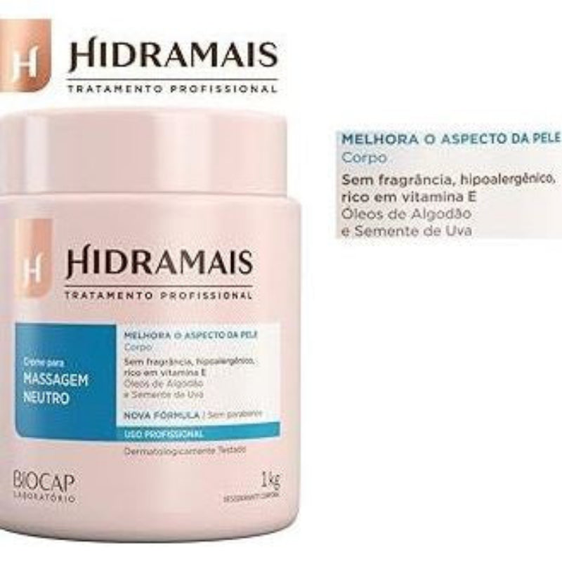 Creme Para Massagem Neutro Hidramais – Profissional para Drenagem Linfática e Massagens Modeladoras | Kaype Store