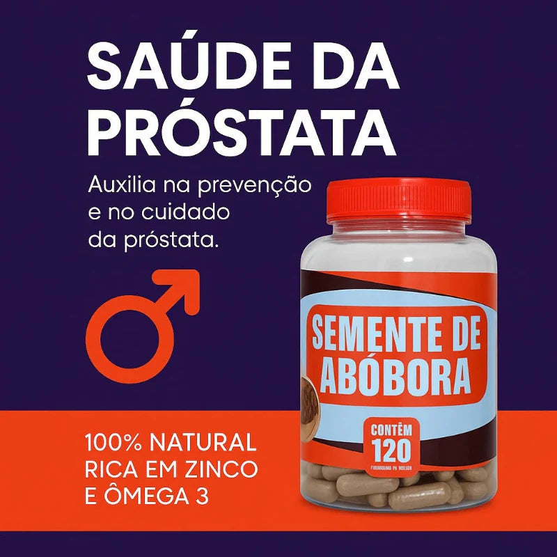 Suplemento Natural de Semente de Abóbora – 120 Cápsulas