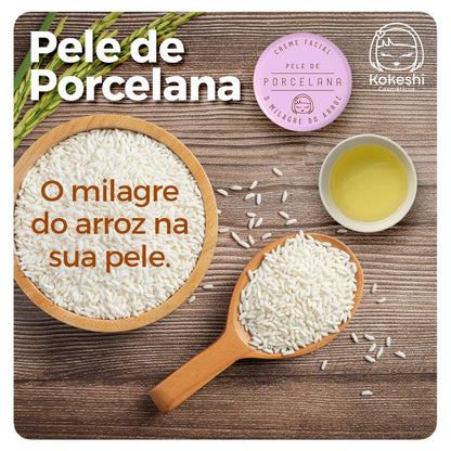 Hidratante Facial Pele de Porcelana - Rosa mosqueta e extrato de Arroz