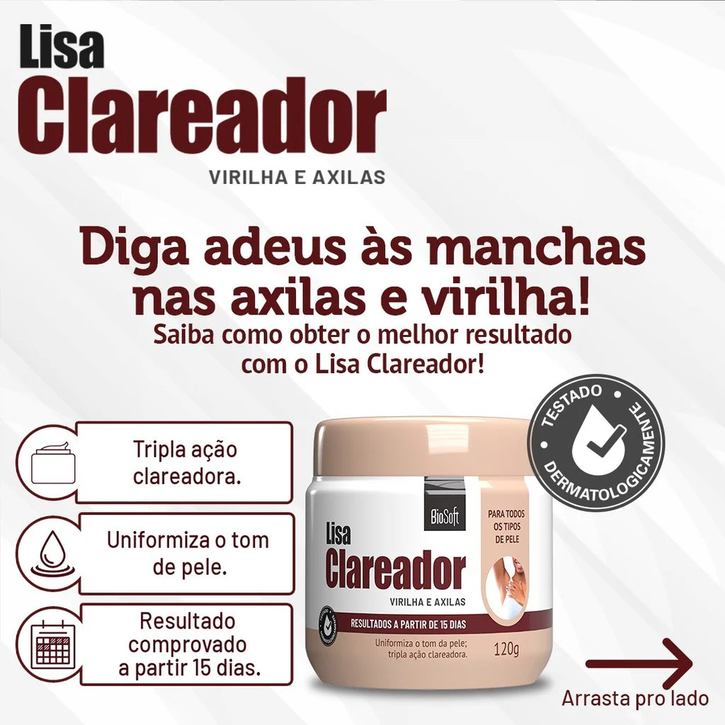 Creme Lisa Clareador de Virilha e Axilas 120g - BioSoft