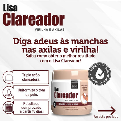 Creme Lisa Clareador de Virilha e Axilas 120g - BioSoft