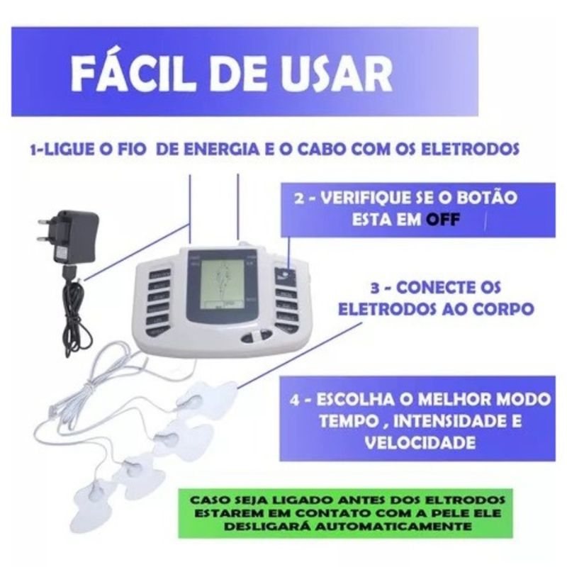 Aparelho Portátil de Estimulação Elétrica Profissional  – Massagem e Relaxamento FisioMax