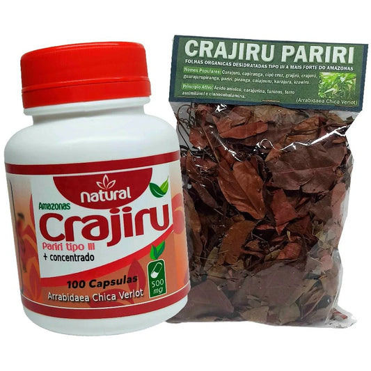 Crajiru Pariri 100 Cápsulas 500mg + 1 Crajiru Super Chá - 100% Natural