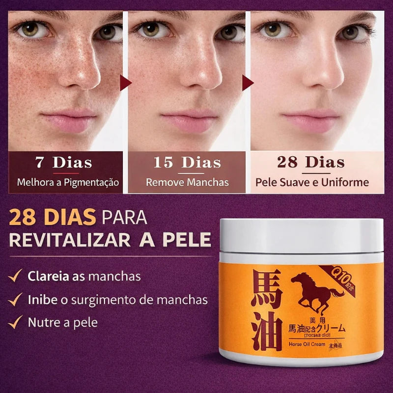 Creme Facial de Óleo de Cavalo – Tratamento para Rugas e Marcas de Expressão