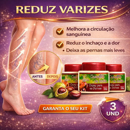 Creme Castanha da Índia para Pernas Cansadas e Inchaço 240g – Kit com 3 | Kaype Store