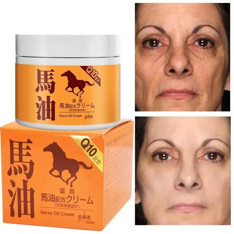 Creme Facial de Óleo de Cavalo – Tratamento para Rugas e Marcas de Expressão