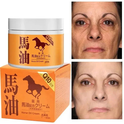 Creme Facial de Óleo de Cavalo – Tratamento para Rugas e Marcas de Expressão
