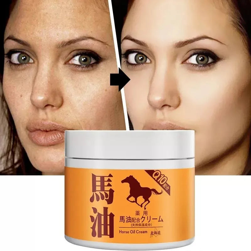 Creme Facial de Óleo de Cavalo – Tratamento para Rugas e Marcas de Expressão
