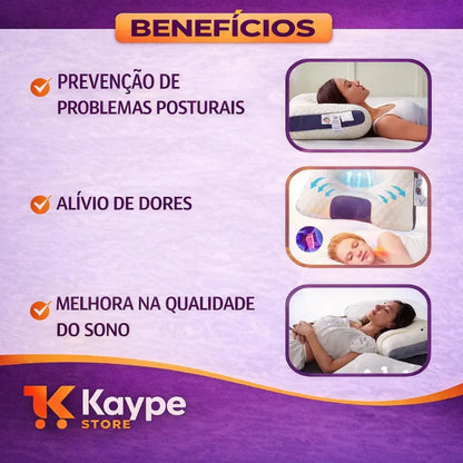 Kit 2 Travesseiros Cervical Ortopédico Ergonômico | Alívio de Dores e Postura Correta – Kaype Store