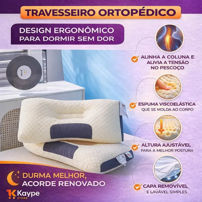 Kit 2 Travesseiros Cervical Ortopédico Ergonômico | Alívio de Dores e Postura Correta – Kaype Store