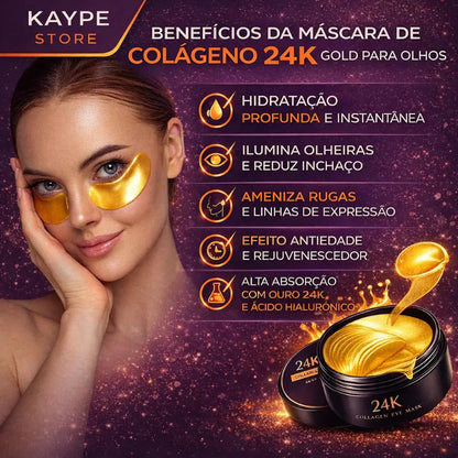 Máscara de Colágeno 24K Gold Para Olhos 60 Unid - Hidratação e Rejuvenescimento Imediato