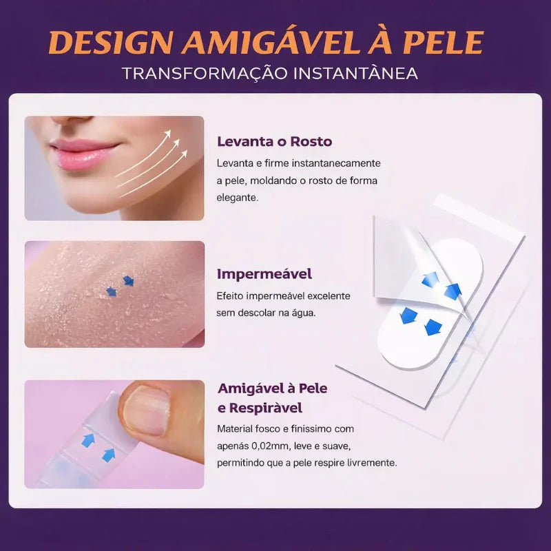 Adesivo Lifting Facial Fita Invisível Antirrugas - RugaFall: Rejuvenesça e Defina Seu Rosto em Segundos!