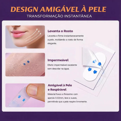 Adesivo Lifting Facial Fita Invisível Antirrugas - RugaFall: Rejuvenesça e Defina Seu Rosto em Segundos!