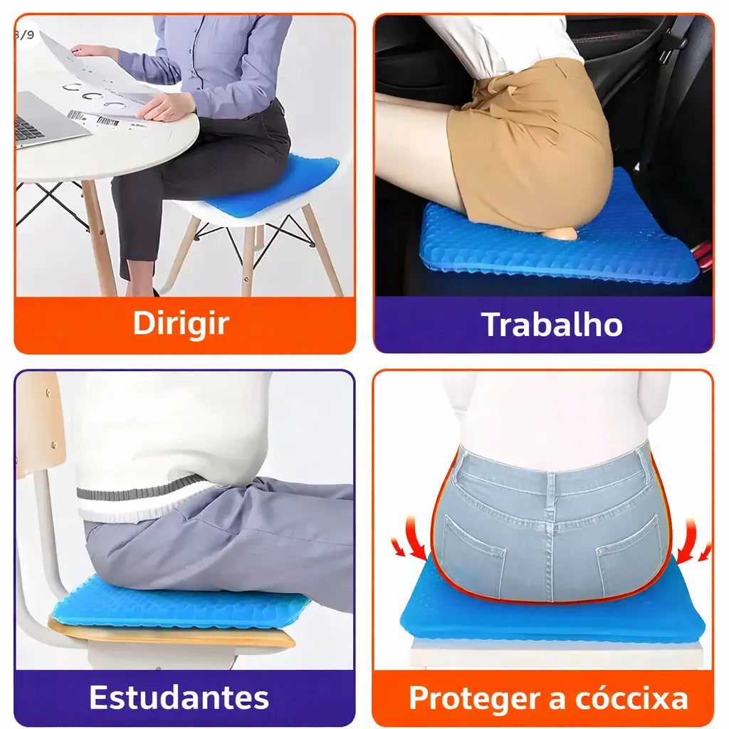 Almofada de Assento em Gel: Alívio Imediato para Dores no Cóccix e Hidratação Confortável
