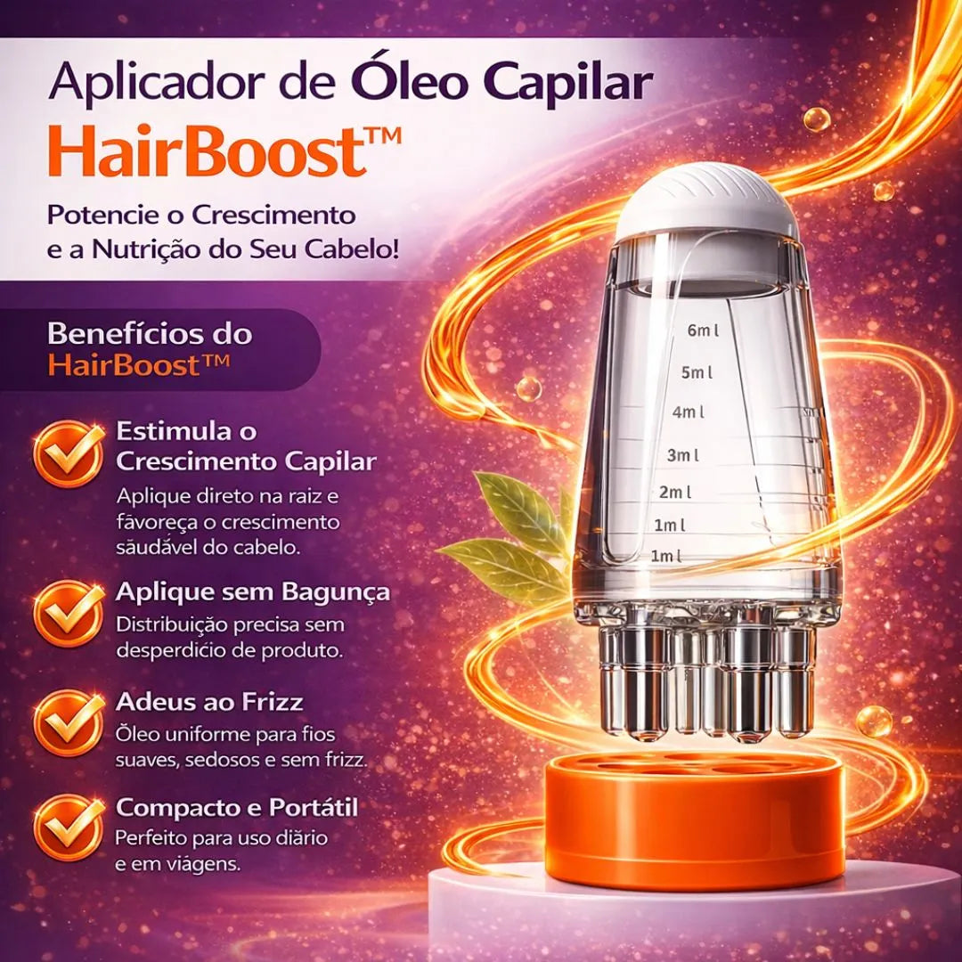 Aplicador de Óleo Capilar HairBoost - Potencialize o Crescimento e a Nutrição do Seu Cabelo com Facilidade