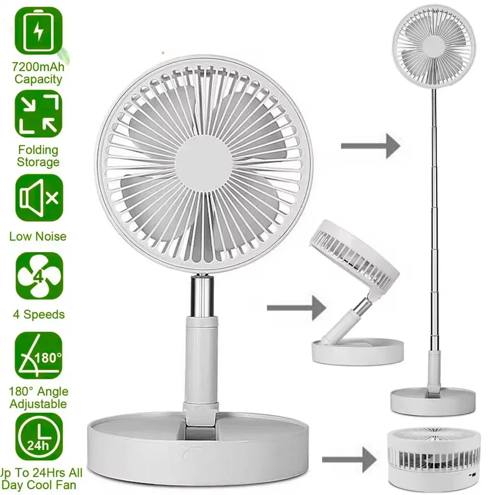 Ventilador Portátil Dobrável USB Recarregável 4 Velocidades | Kaype Store