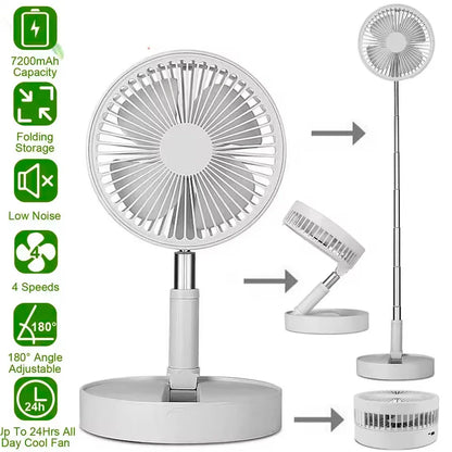 Ventilador Portátil Dobrável USB Recarregável 4 Velocidades | Kaype Store